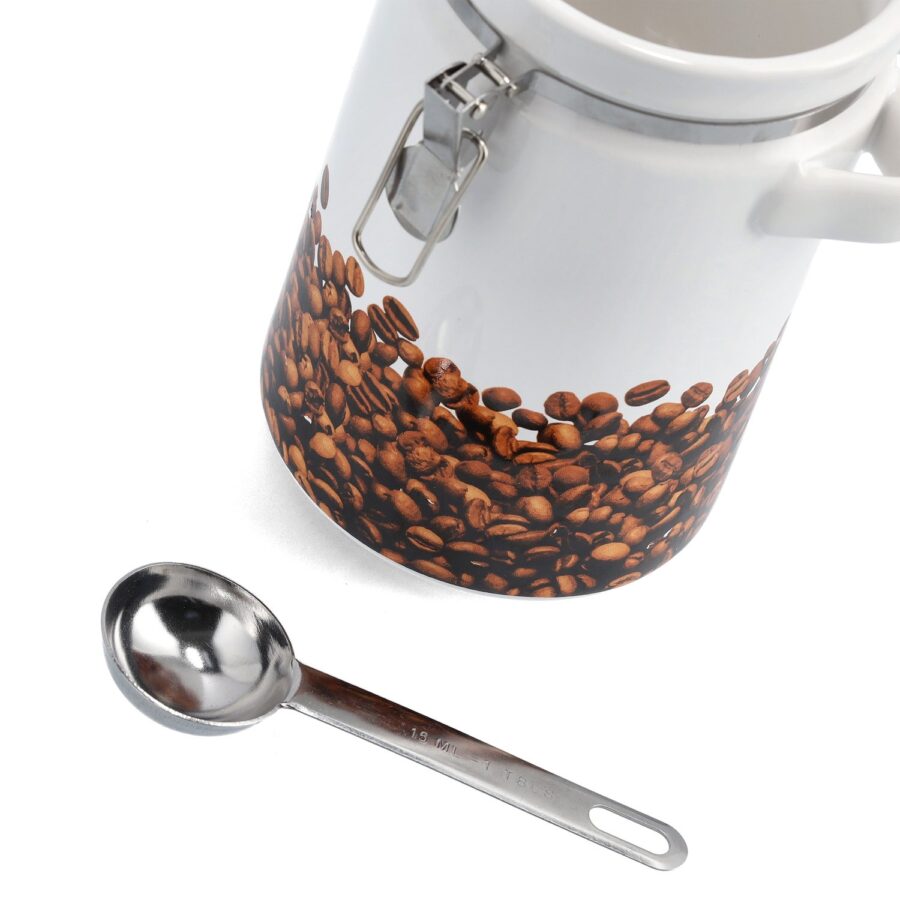 Kaffeedose m. Löffel, Keramik/Metall – Ansicht 4