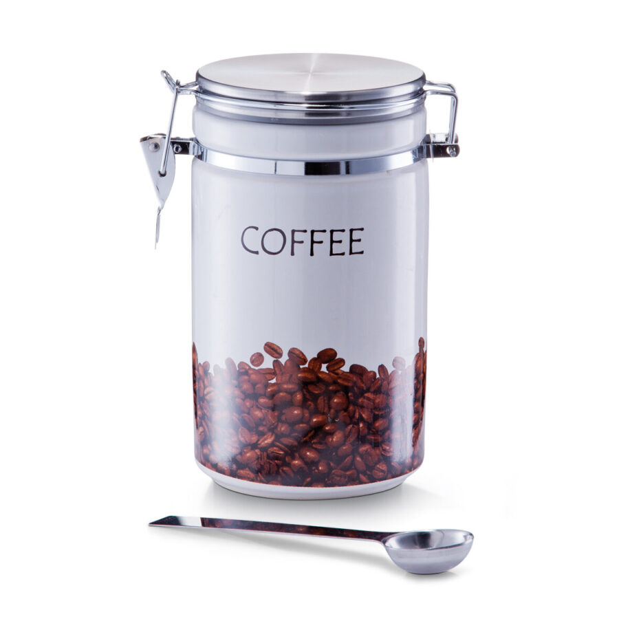 Kaffeedose m. Löffel, Keramik/Metall – Ansicht 5