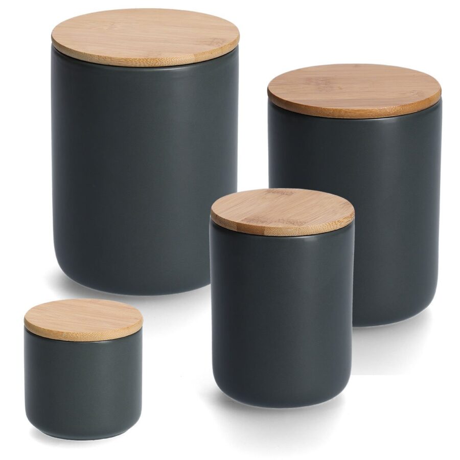 Vorratsdose m. Bambusdeckel, 650 ml, Keramik, – Ansicht 3