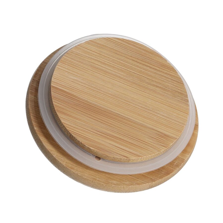 Gewürzdose m. Bambusdeckel, 290 ml, Keramik, weiß – Ansicht 2