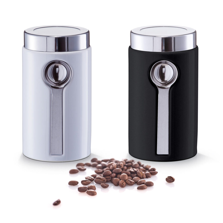 Vorratsdose m. Löffel, Keramik/Edelstahl, schwarz – Ansicht 2