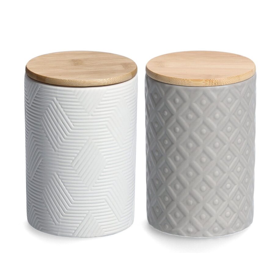 Vorratsdose m. Bambusdeckel, 720 ml, Keramik, – Ansicht 2
