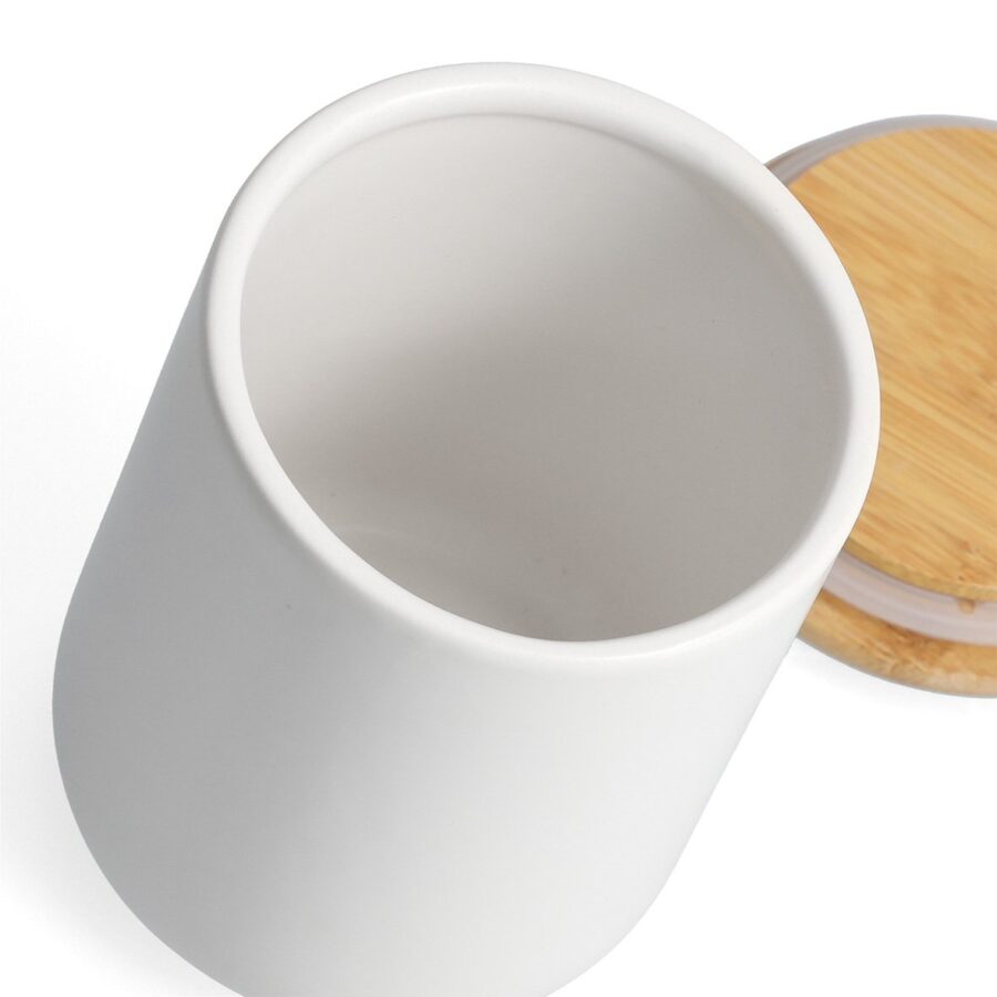 Vorratsdose m. Bambusdeckel, 650 ml, Keramik, weiß – Ansicht 4