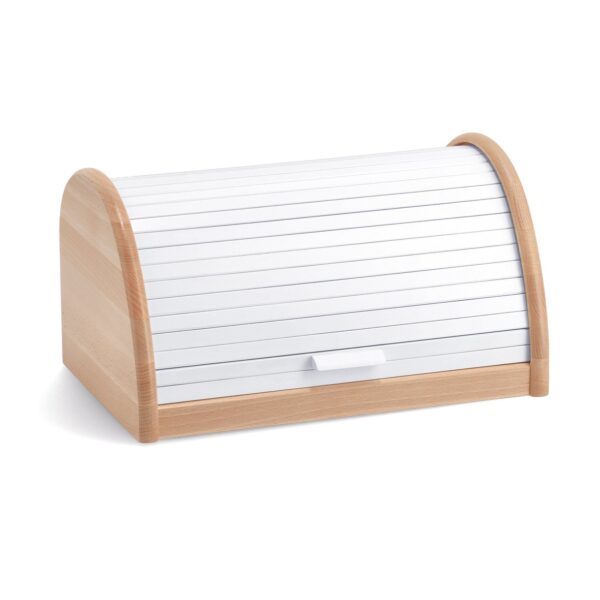 Rollbrotkasten, Buche, weiß