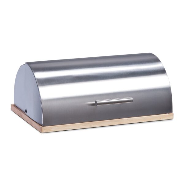 Brotkasten, Edelstahl/Gummibaum