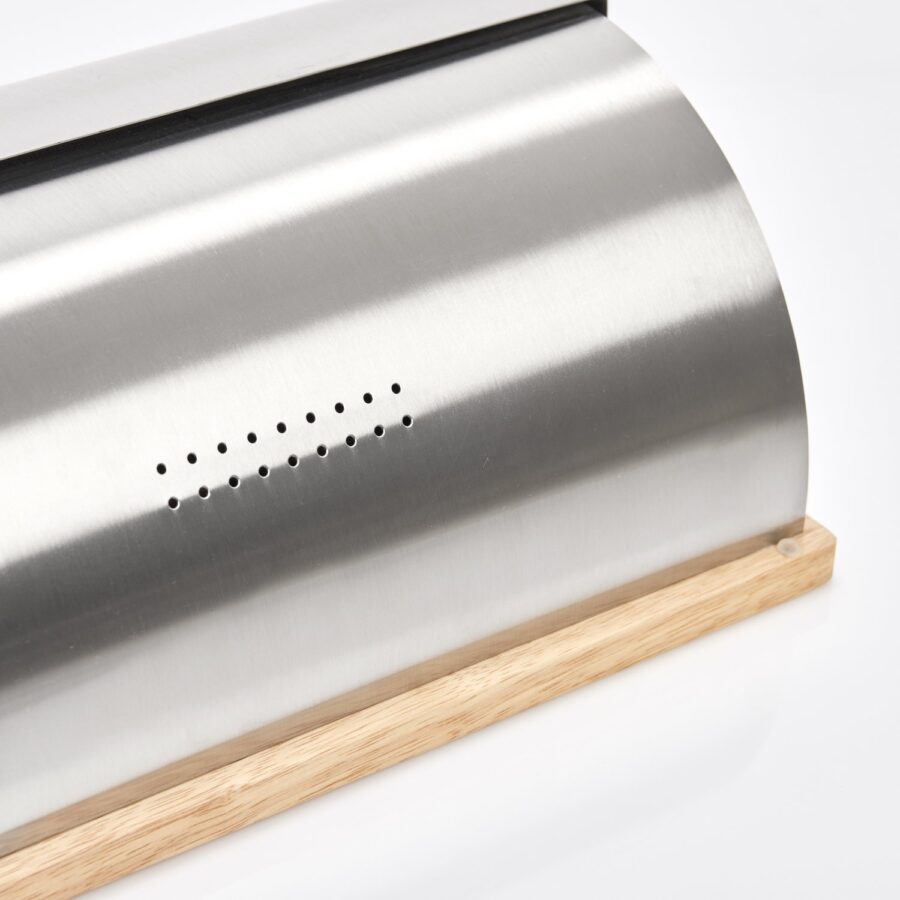 Brotkasten, Edelstahl/Gummibaum – Ansicht 2