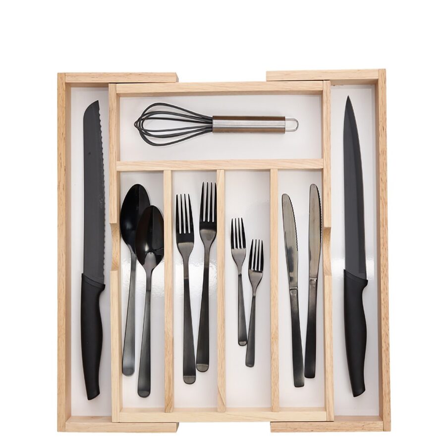 Besteckkasten, ausziehbar, Gummibaum/Melamin – Ansicht 2