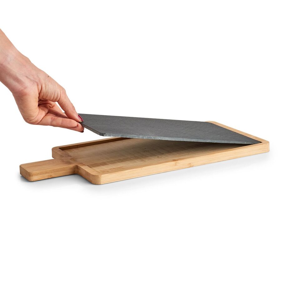 Servierbrett mit Griff, Bambus/Schiefer – Ansicht 5