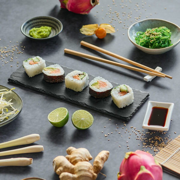 Sushi-Set, 4-tlg., Schiefer/Keramik/Bambus – Lifestyle 1