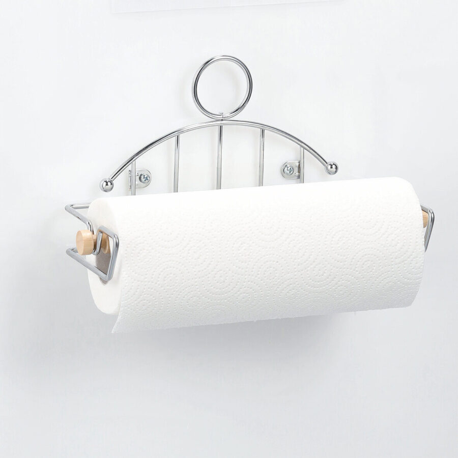 Küchenrollenhalter m. Rolle, Metall verchromt