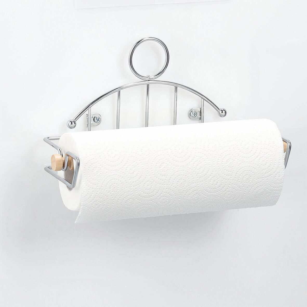 Küchenrollenhalter m. Rolle, Metall verchromt