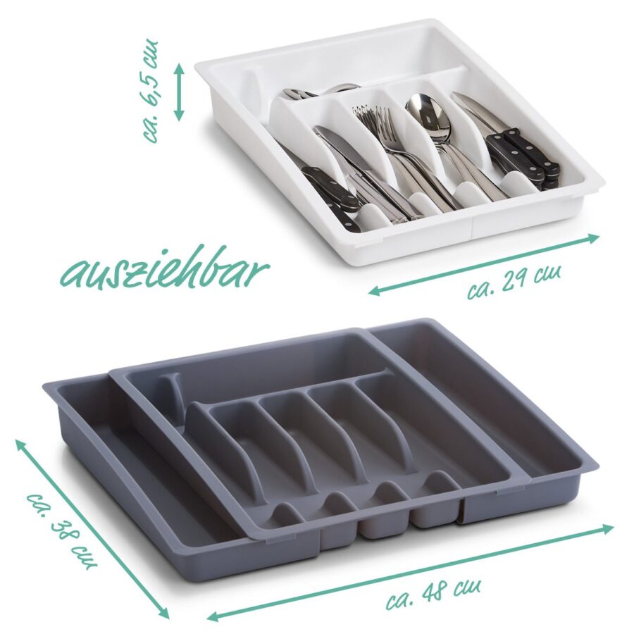 Besteckkasten, ausziehbar, Kunststoff, weiß – Ansicht 5