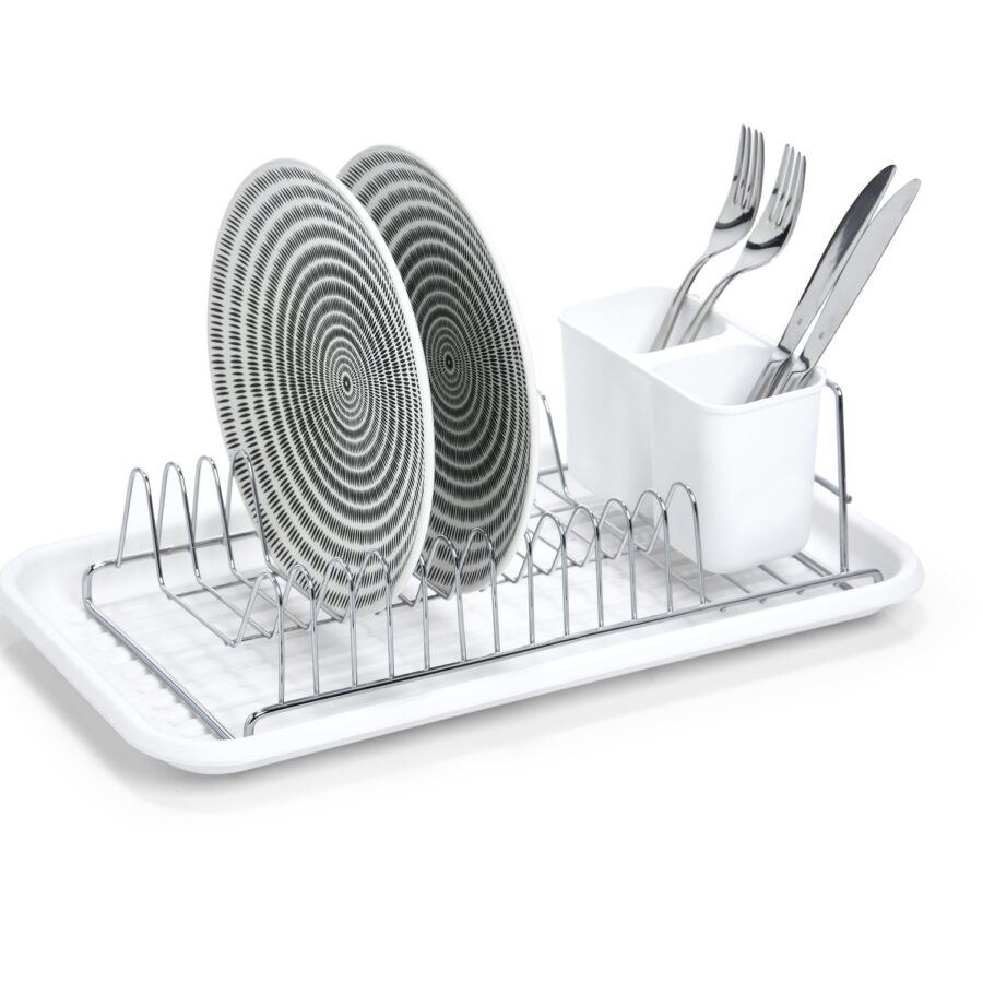 Geschirrabtropfständer, Metall/Kunststoff, weiß – Ansicht 3