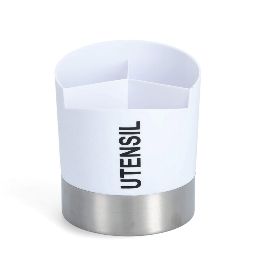 Utensilienhalter, Kunststoff/Edelstahl, weiß