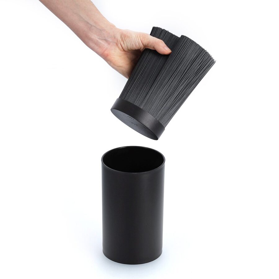 Messerblock m. Borsteneinsatz, Kunststoff, schwarz – Ansicht 3