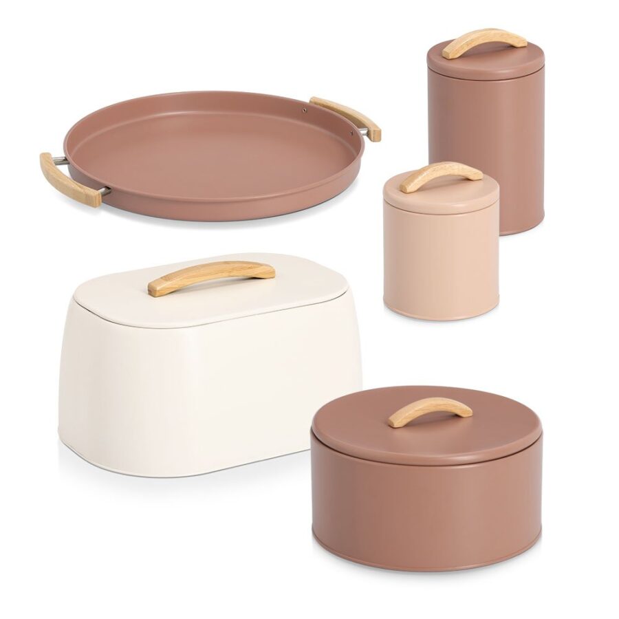 Brotkasten, Metall/Gummibaum, creme – Ansicht 2