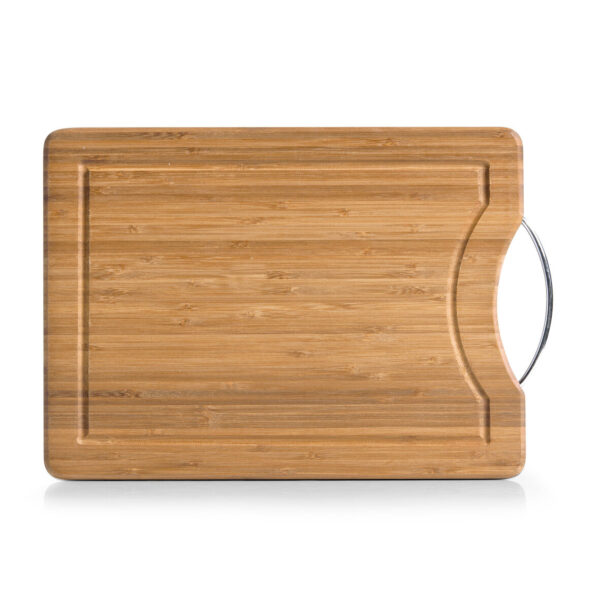 Schneidebrett m. Metallgriff, Bambus