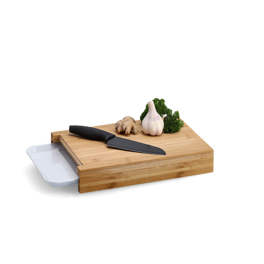 Schneidebrett mit Tablett, Bambus/Melamin – Ansicht 2