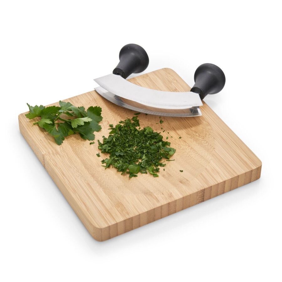 Kräuterbrett mit Wiegemesser, Bambus/Edelstahl – Ansicht 3