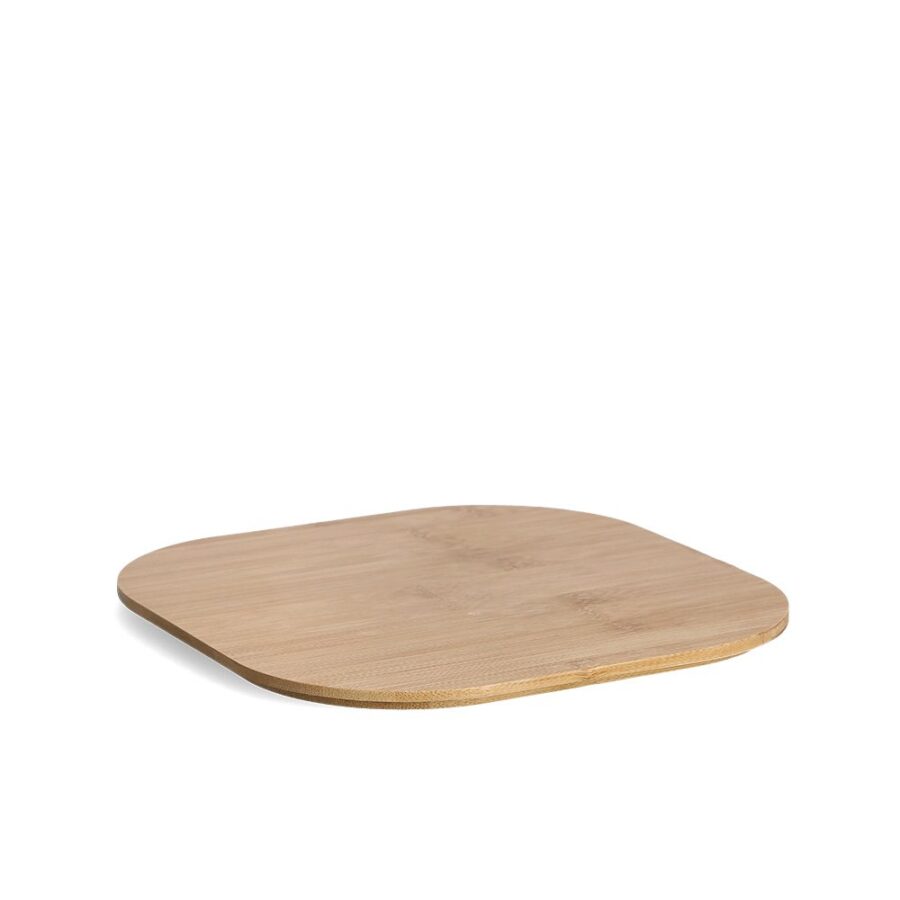 Brotkasten m. Bambusdeckel, Metall, weiß – Ansicht 3