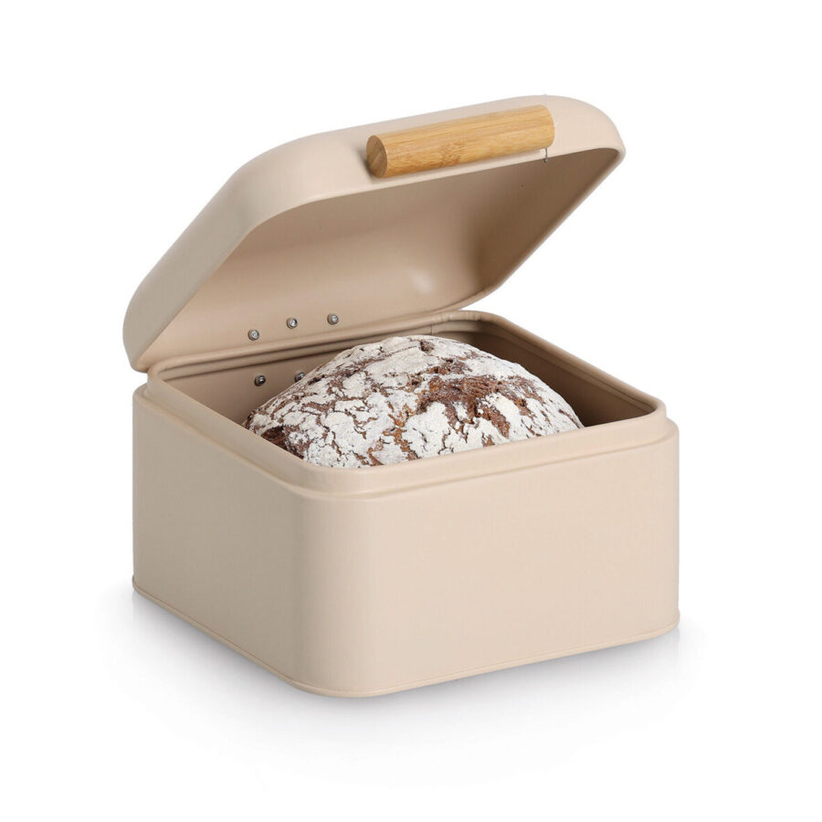 Brotkasten, Metall/Bambus, beige – Ansicht 2