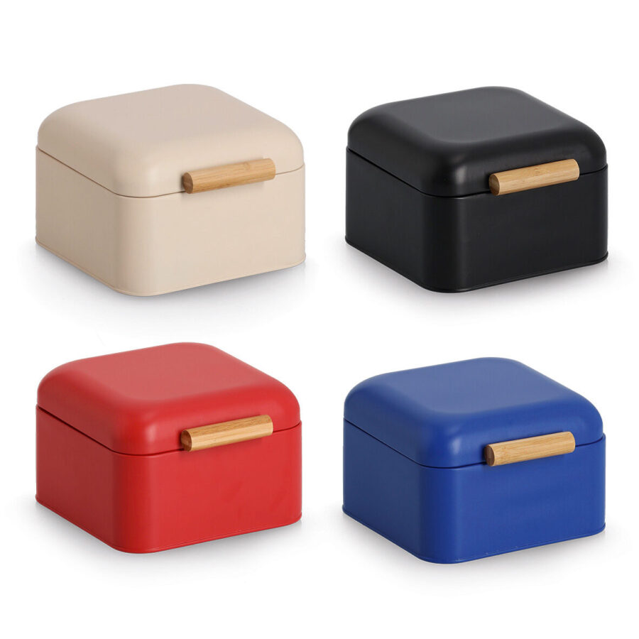 Brotkasten, Metall/Bambus, beige – Ansicht 4