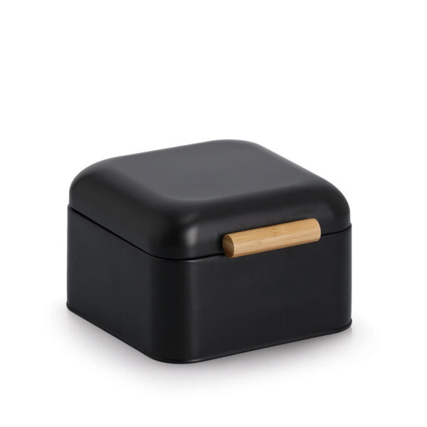 Brotkasten, Metall/Bambus, schwarz
