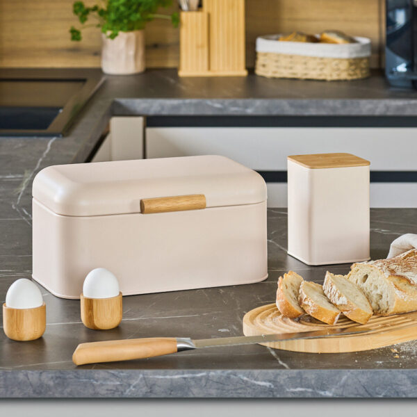 Brotkasten, Metall/Bambus, beige – Lifestyle 1