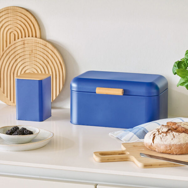 Brotkasten, Metall/Bambus, blau – Lifestyle 1