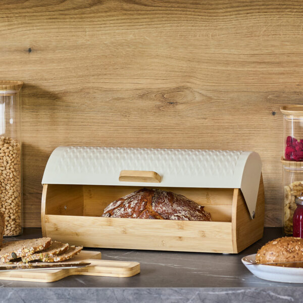 Brotkasten, Bambus/Metall, creme – Lifestyle 1