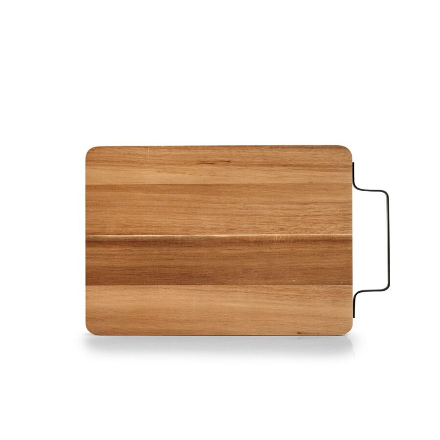 Schneide-/Servierbrett m. Metallgriff, Akazie – Ansicht 2