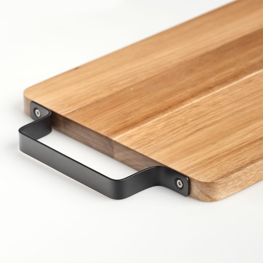 Schneide-/Servierbrett m. Metallgriff, Akazie – Ansicht 5