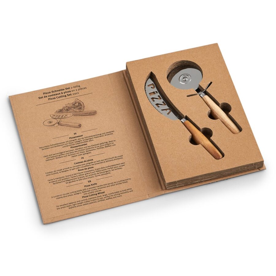 Pizza-Schneide-Set, 2-tlg., Akazie/Edelstahl – Ansicht 9
