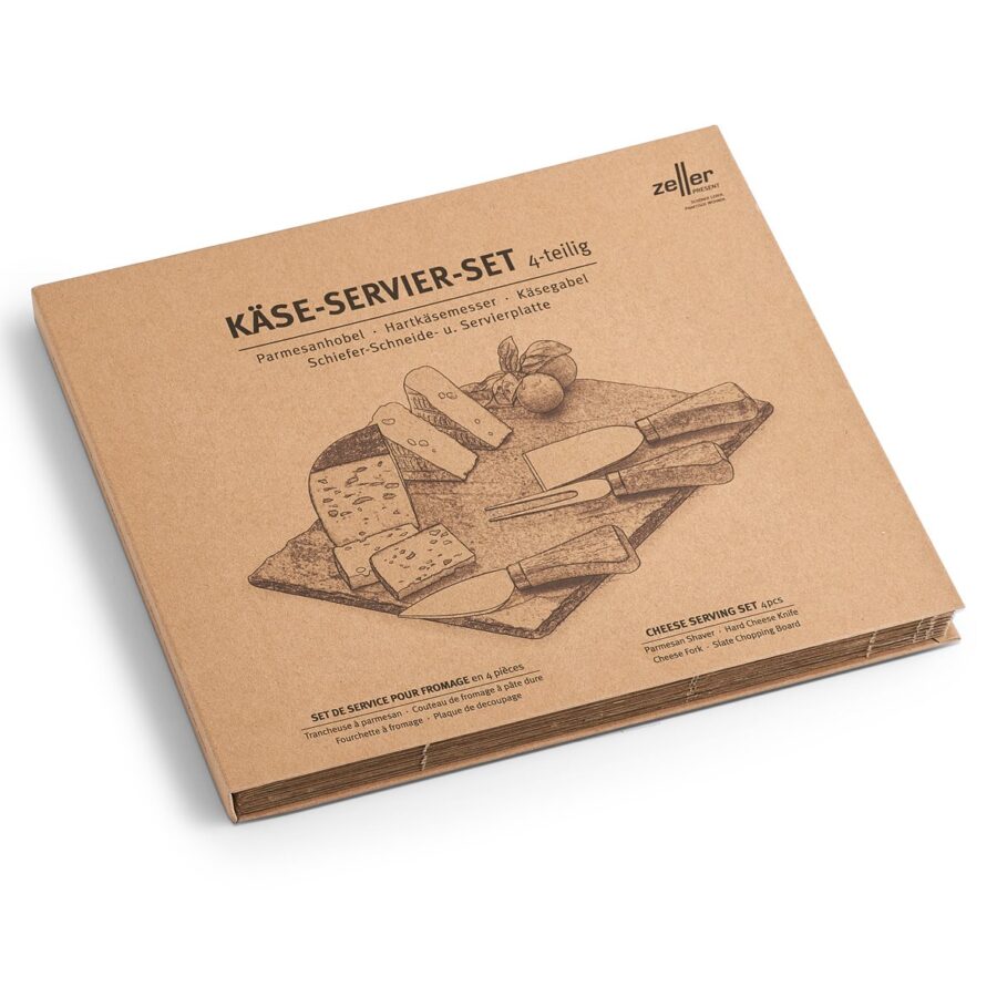 Käse-Servier-Set, 4-tlg., Schiefer/Edelstahl/Holz – Ansicht 2
