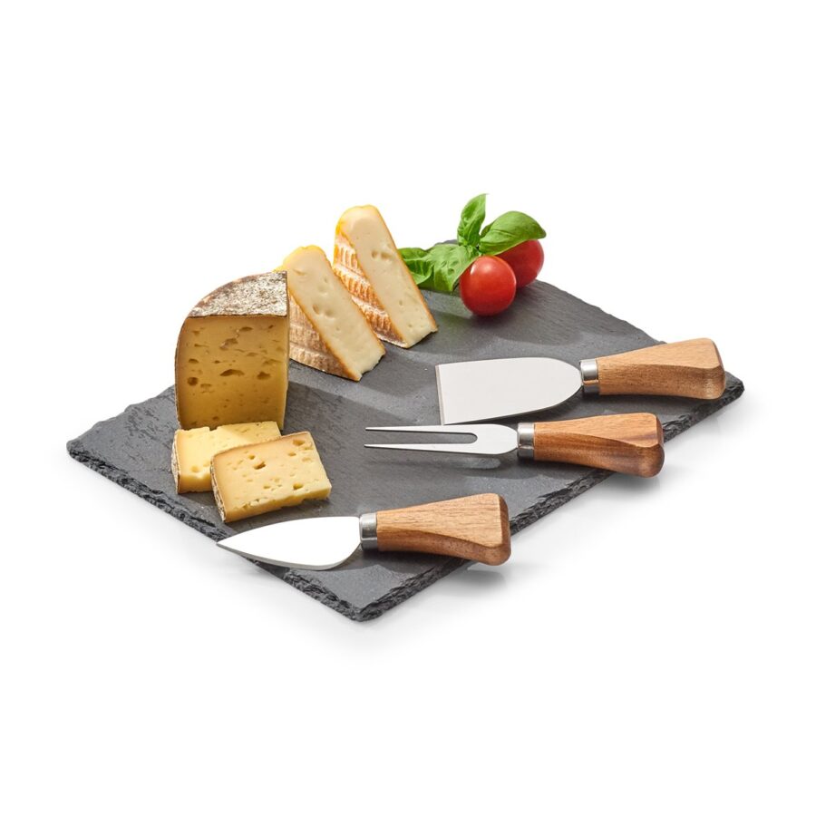 Käse-Servier-Set, 4-tlg., Schiefer/Edelstahl/Holz – Ansicht 4