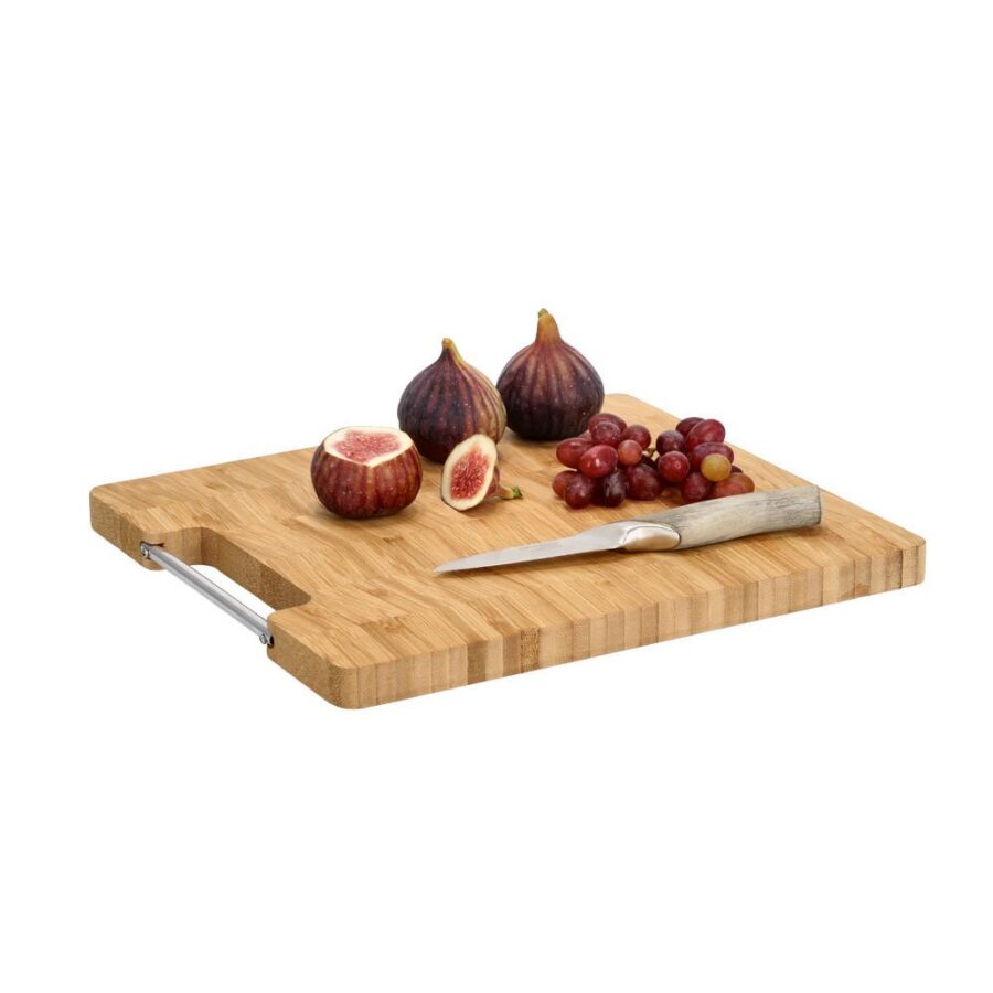 Schneidebrett m. Metallgriff "Fischgrät", Bambus – Ansicht 2