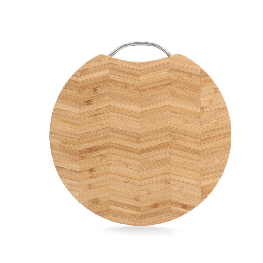 Schneidebrett m. Metallgriff "Fischgrät", Bambus – Ansicht 2