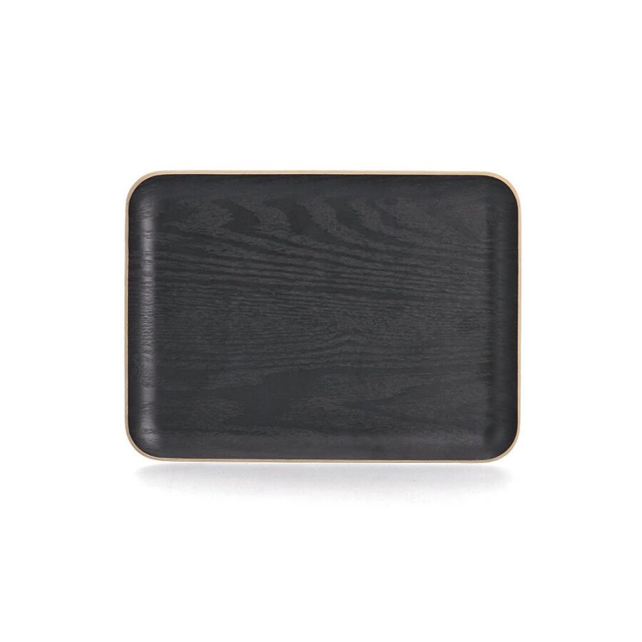 Serviertablett, Holz/Wengefurnier, schwarz – Ansicht 5