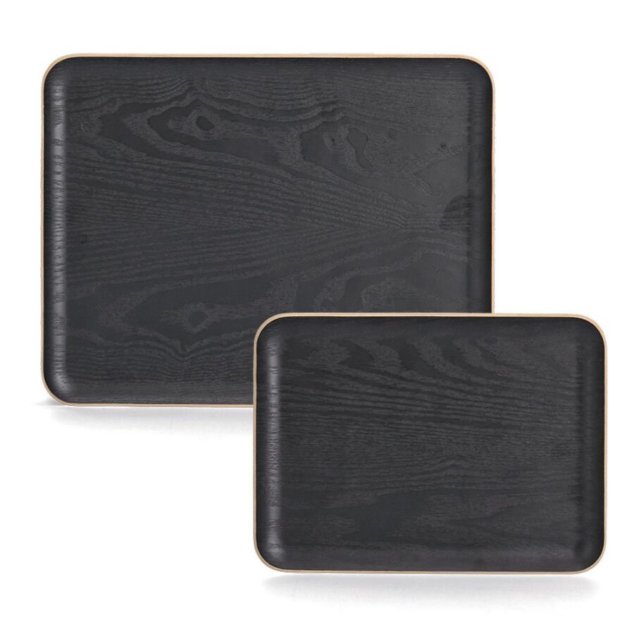 Serviertablett, Holz/Wengefurnier, schwarz – Ansicht 6