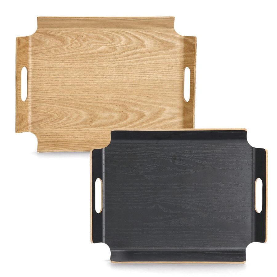 Serviertablett, Holz/Wengefurnier, schwarz – Ansicht 2