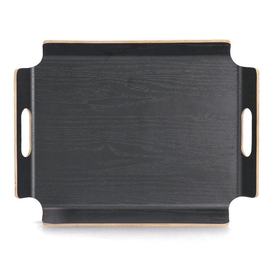 Serviertablett, Holz/Wengefurnier, schwarz – Ansicht 5