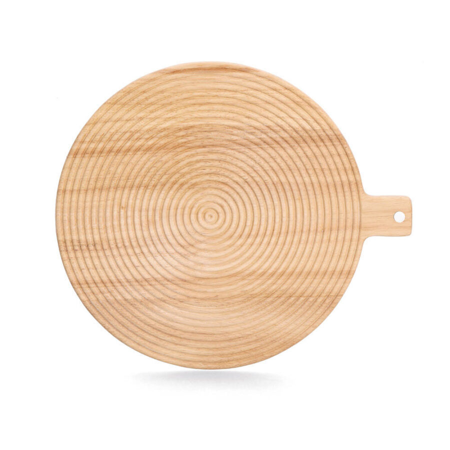 Schneidebrett m. Griff "Stripes", Gummibaum – Ansicht 3