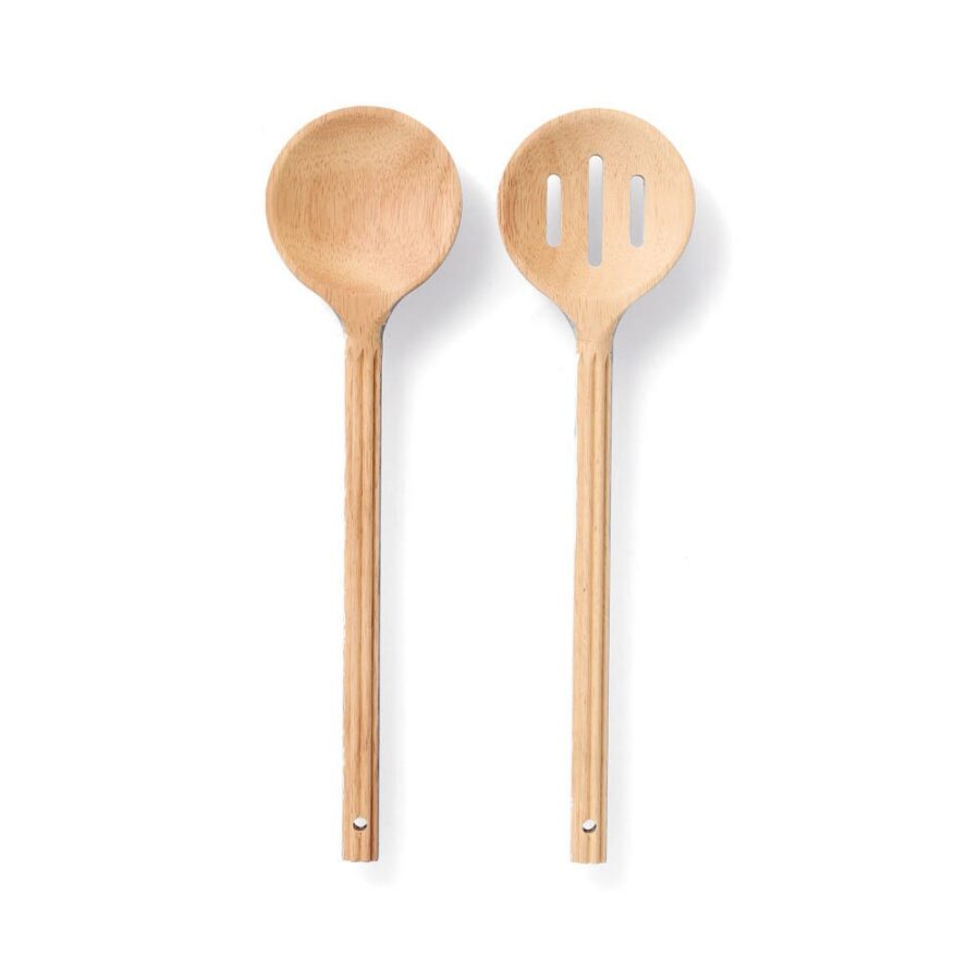 Salatbesteck-Set "Stripes", 2-tlg., Gummibaum – Ansicht 2