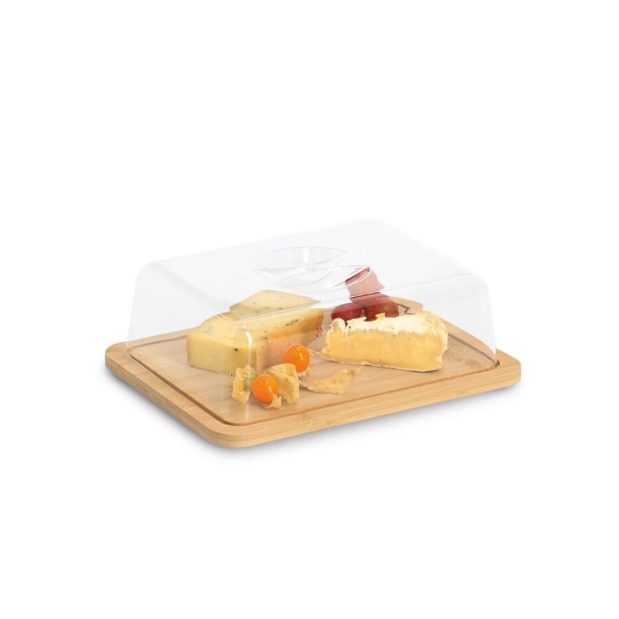 Käseglocke mit Haube, Bambus/Kunststoff – Ansicht 4