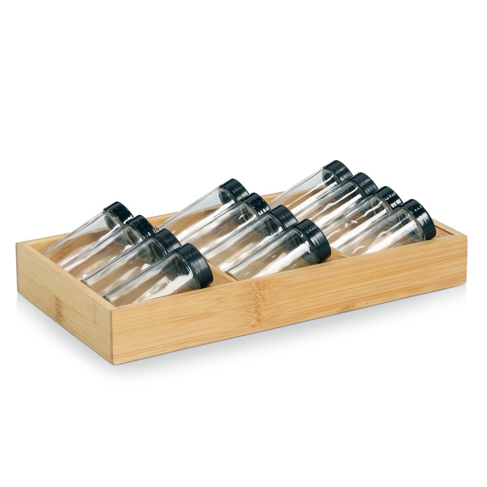 Gewürzeinsatz-Set, 13-tlg., Bambus/Glas/Kunststoff