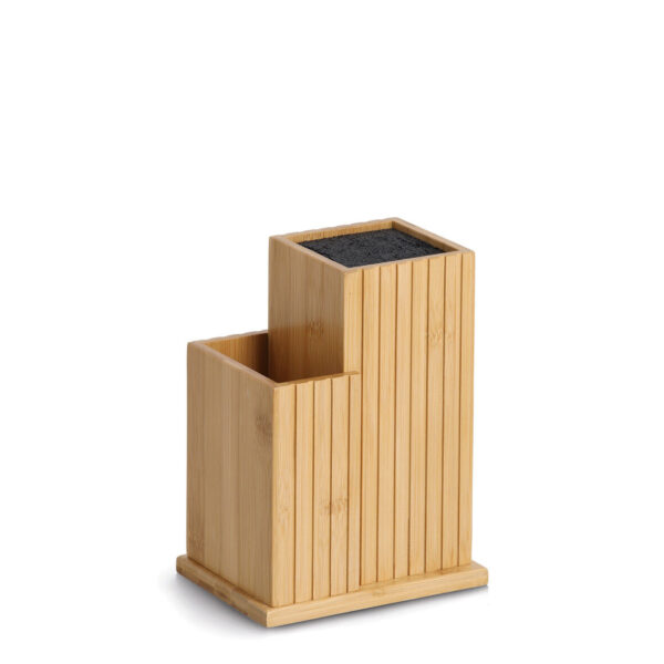 Messerblock m. Utensilienhalter, Bambus/Kunststoff