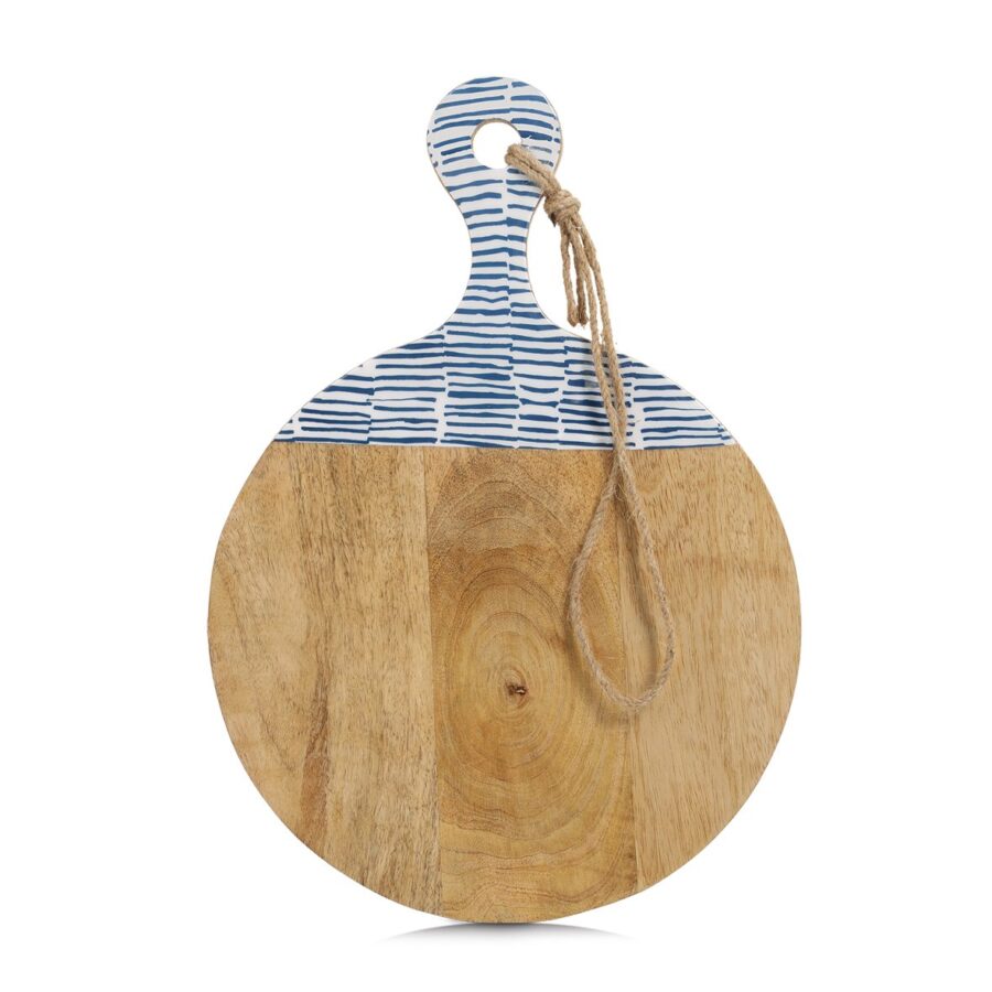 Schneide-/Servierbrett m. Griff, Mangoholz, blau – Ansicht 4