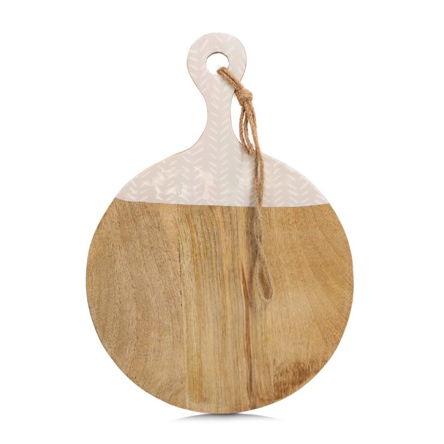 Schneide-/Servierbrett m. Griff, Mangoholz, beige – Ansicht 4