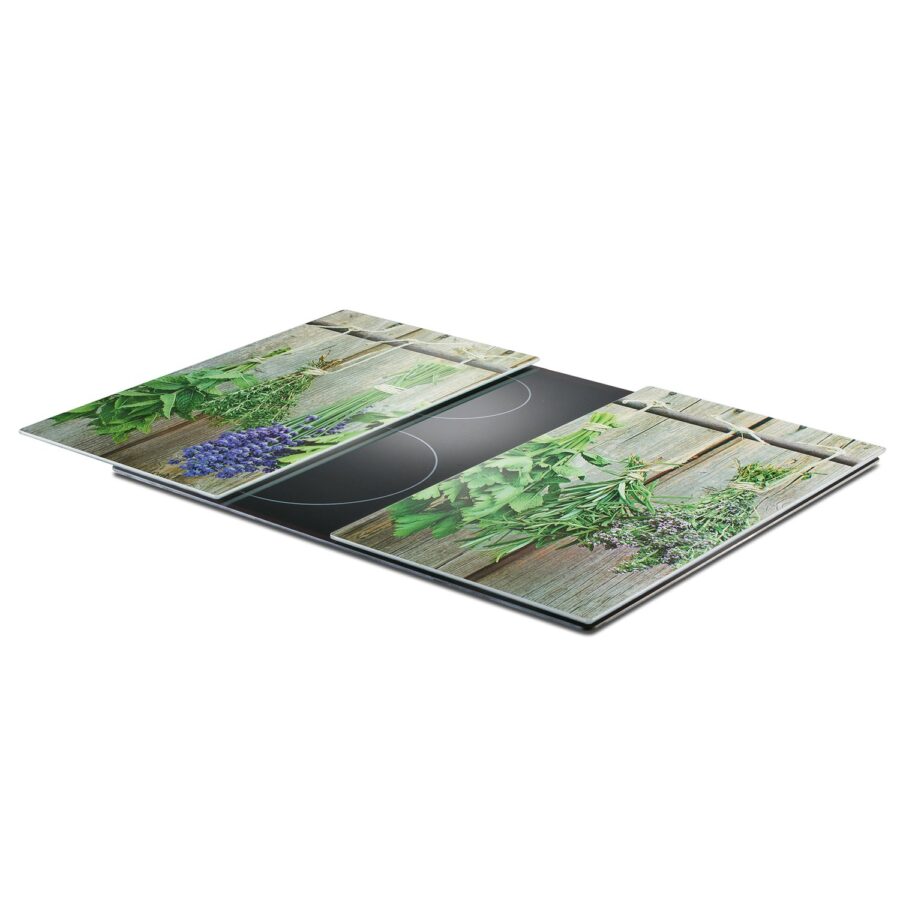 Herdabdeck-/Schneideplatten-Set "Kräuter", 2-tlg., – Ansicht 2