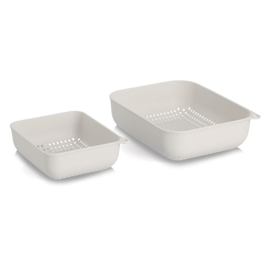 Sieb-Set, 2-tlg., Kunststoff, creme